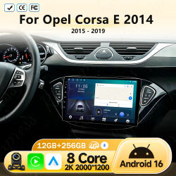 Radio de coche Carplay 2 Din Android 16, Audio Multimedia para Opel Corsa E 2014 2015 - 2019, GPS, Navegación, Autoestéreo, Monitor, BT, WIFI