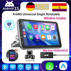 ESSGOO Radio de Coche Universal Android 15 de 10.1 Pulgadas con Pantalla Giratoria, Reproductor Multimedia Carplay, GPS, Navegador, Estéreo para Auto, Bluetooth