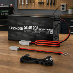 Cargador de Batería de Litio LiFePO4 de 58.4V 20A, Cargador Inteligente de 48V 20A para Baterías de Fosfato de Hierro y Litio para Carritos de Golf, RV, Sistemas Solares Fuera de la Red