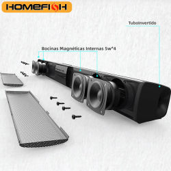 Barra de Sonido HOMEFISH BS-28B de 20W, Altavoz Bluetooth para TV, Cine en Casa, Entrada RCA/USB/TF/AUX, Control Remoto, Barra de Sonido para PC, Teléfono, TV