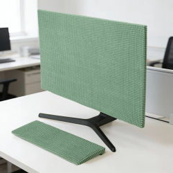 Funda antipolvo para monitor de computadora, juego de 2 piezas (1 funda para monitor y 1 funda para teclado), elástica, adecuada para monitores de 24 a 30 pulgadas