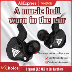 Audífonos Intrauditivos VIKEFON QKZ AK6 con 6 Unidades de Controlador Dinámico, Micrófono, Sonido Estéreo, Subwoofer HIFI, Auriculares Deportivos con Monitor