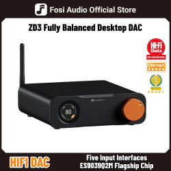 Fosi Audio ZD3 DAC de Escritorio con Bluetooth y USB, Entrada ARC, Decodificador Digital ES9039Q2M Totalmente Balanceado para Amplificador Estéreo con Control Remoto