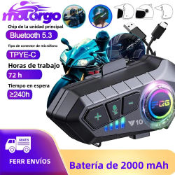 Auriculares Bluetooth 5.3 para Casco, Kit de Llamadas Manos Libres Inalámbrico para Motocicleta, Auriculares Impermeables, Reproductor de Música MP3, Altavoz para Moto