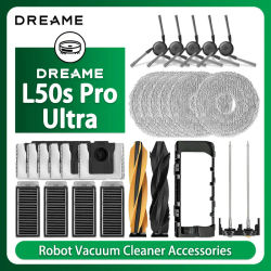 Accesorios de Repuesto para Aspiradora Robótica Dreame L50s Pro Ultra: Cepillo Principal, Cepillo Lateral, Paño de Limpieza, Filtro HEPA, Bolsa para Polvo