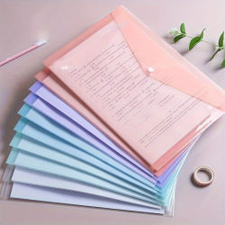 10 carpetas de plástico transparente A4, bolsas impermeables de PP para almacenamiento de documentos, papeles de prueba para estudiantes y suministros de organización de oficina