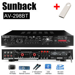 Amplificador de Audio Bluetooth 5.0 de 220V y 2000W, Amplificador de Cine en Casa, Compatible con FM y USB, con Control Remoto