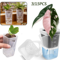 Macetas de autorriego de 3/15 piezas con orificios de drenaje, macetas de plástico translúcido para plantas, mini macetas para plántulas de flores