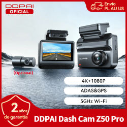 Cámara para Auto DDPAI Z50 Pro 4K, DVR con Pantalla IPS de 3'', WiFi 5GHz, GPS, ADAS, Monitor de Estacionamiento 24H, Cámara Delantera y Trasera
