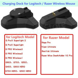 Cargador de ratón inalámbrico, base de carga para Logitech PROX2/1, GPW4/3/2/1 Razer V2 Pro/Naga Pro/Viper Ultimate/Basilisk Ultimate