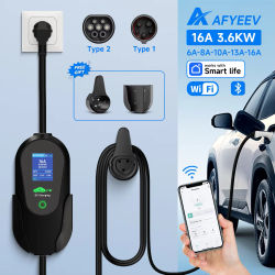 AFYEEV 3600W portátil tipo 2 IEC62196-2 EV cargador Type1 SAE J1772 cargador de coche eléctrico enchufe de la UE WiFi Bluetooth APP Control