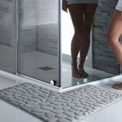 Alfombra absorbente de franela en forma de L para baño, color sólido, puerta de ducha, suelo antideslizante, alfombra gruesa para inodoro, estera de entrada
