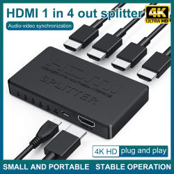 Divisor Compatible con HDMI 1 en 4 salidas, conmutador de vídeo HD 4K, adaptador de Cable HDMI, concentrador 1x4 para PS4, portátil, Monitor, TV Box, proyector