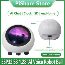 Robot de Voz con IA DeepSeek, Bola ESP32-S3, Pantalla LCD de 1.28 Pulgadas, Placa de Desarrollo WROOM-1-N16R8, Asistente EspHome, Batería Táctil Opcional