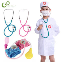Simulación médico enfermera trabajo niños uniforme abrigo cruzado disfraz de Halloween niños Cosplay juguetes para bebés conjunto fiesta de lujo cumpleaños