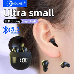 KEBIDUMEI Mini auriculares invisibles Bluetooth 5,3, auriculares estéreo HiFi con reducción de ruido, auriculares internos TWS, auriculares inalámbricos