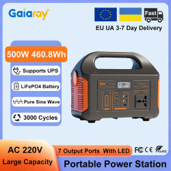 Estación de Energía Portátil Gaiaray de 500W, Generador Solar de Onda Sinusoidal Pura, Batería LiFePO4 de 460.8Wh, Planta de Energía con UPS de 220V CA, Banco de Energía para Casa, Camping y RV