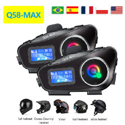 Intercomunicador Bluetooth para casco de motocicleta Q58 Max, compatible con intercomunicador para compartir música mixta multiescena, distancia de 500 metros