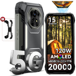Proyector BLACKVIEW XPLORE 2 [Sin cargador de la UE] Teléfono resistente 5G 48GB(16+32)+1TB Android 15 20000mAh 120W 6.73'' AMOLED NFC 50MP
