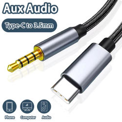 Cable de Audio auxiliar USB tipo C a 3,5mm de alta calidad de 2m para iPhone 16 15 Pro Max Samsung S24 auriculares para coche altavoz 3,5 Jack Cable auxiliar