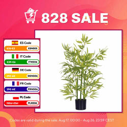 HOMCOM Árbol Artificial de Bambú 90 cm Planta Artificial Decorativa Grande Decoración para Hogar Oficina Balcón Dormitorio Verde