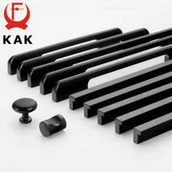 KAK-tiradores ocultos para armario, tiradores de cocina de aleación de aluminio, tiradores de armario, perillas de cajón, herrajes para puertas de habitación y muebles, color negro