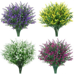 Flores artificiales de plástico barato, plantas falsas de lavanda, césped, boda, hogar, decoración de jardín, regalos DIY, accesorios de fotografía, bonsái al aire libre