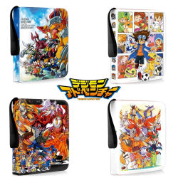 Carpeta de álbum de tarjetas Digimon Adventure, 400/900 Uds., 4/9 ranuras para tarjetas, colecciones, cremallera, doble bolsillo, carpeta de tarjetas con cremallera