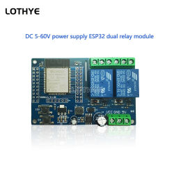 ESP32-WROOM ESP32 Módulo de relé Bluetooth Wifi de doble canal Placa de desarrollo secundario Fuente de alimentación DC5-60V