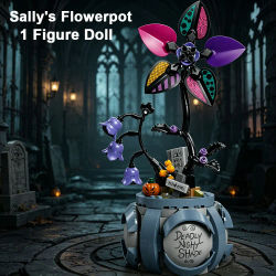 Bloques de Construcción de Maceta de Flores de Sally con Plantas Coloridas y Mágicas de Halloween, Set de Ladrillos de Flores de Bruja, Juguete de Regalo para Adultos