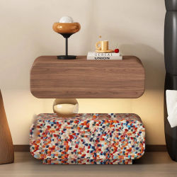 Mesita De noche redonda creativa estilo crema, luz Vintage, mesa De noche De lujo, almacenamiento, Muebles modernos De Dormitorio, Muebles para el hogar