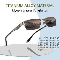 Montura de aleación de titanio para hombre, gafas antiluz azul para miopía, gafas de sol de tendencia, gafas de sol para miopía salvaje-1,0 ~-6,0