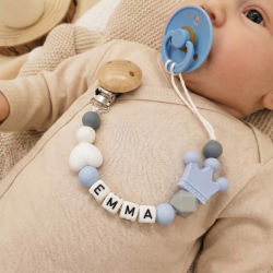 Clip para Chupete Personalizado 2026 con Nombre, Soporte de Silicona con Corona para Mordedor de Bebé, Cadena para Chupete Infantil Libre de BPA, Regalo para Baby Shower