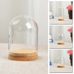 Cubierta de cristal para flores, cubierta de cúpula a prueba de polvo, cubierta antipolvo para flores, plantas suculentas, jarrón con corcho de madera, decoración de mesa, 8cm, 1 ud.