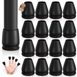 16 protectores de patas de silla, almohadillas de fieltro gruesas diagonales, cubiertas de silicona para patas de muebles y mesas en suelos de madera dura.