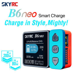 SkyRC B6 neo Cargador inteligente DC 200W PD 80W LiPo Cargador de equilibrio de batería SK- 100198 Descargador de cargador compacto 6S