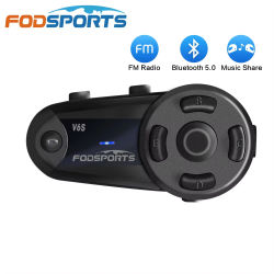 Fodsports V6S Intercomunicador Moto Casco Auricular Bluetooth 6 Riders 1000m Impermeable Interphone Inalámbrico,BT5.0,Radio FM,T