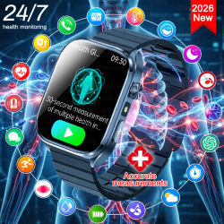 Nuevo Smartwatch 2026 con Diagnóstico IA para Hombre, ECG+PPG Preciso, Ácido Úrico, Presión Arterial, Lípidos, Cinco Órganos, Llamadas Bluetooth