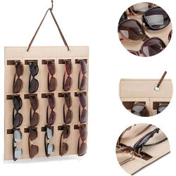 Organizador de Gafas de 15 Compartimentos, Bolsa de Almacenamiento para Colgar en la Pared, Multifuncional, para Gafas de Sol y de Vista, Plegable