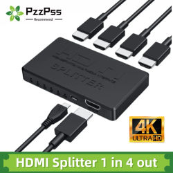 Conmutador de vídeo compatible con HDMI 4x1, divisor HDMI HD 4K, 1 en 4 salidas, adaptador HUB 2x1 para proyector de Monitor de ordenador portátil PS4