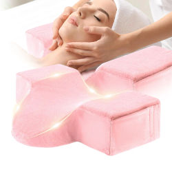 Almohada para pestañas, soporte para el cuello, accesorios de extensión de pestañas rosas, almohada para el cuello para extensiones de pestañas, almohada en forma de U de espuma viscoelástica
