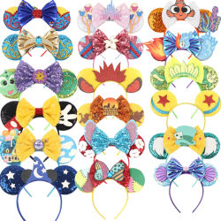 Diadema con Orejas de Mickey Mouse 2026, Novedad para Niños y Adultos, Diadema con Lentejuelas y Lazo para Fiestas, Accesorios para el Cabello para Mujeres, Niñas y Bebés, Regalo