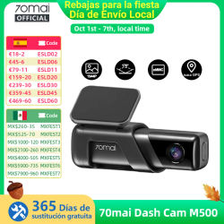 Cámara para Auto 70mai Dash Cam M500 1944P 170FOV, Grabadora DVR con GPS, ADAS, Monitor de Estacionamiento 24H, Almacenamiento EMMC Integrado