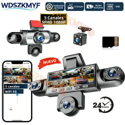 Cámara de Coche DVR de 4/5 Canales con Rotación de 360 Grados, Grabador de Video 1080P, WiFi, Aplicación, Dashcam, Monitor de Estacionamiento 24h, Cámara de Visión Trasera