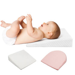 Almohada de cuña para bebé, cojín inclinado para recién nacido, almohada de soporte de espuma viscoelástica antirreflujo con funda extraíble para bebés