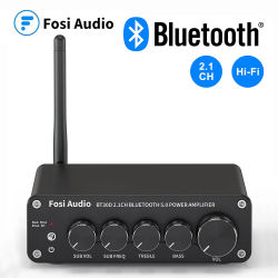 Amplificador de Sonido Bluetooth Fosi Audio BT30D, 2.1 Canales, Control de Bajos y Agudos, Amplificador de Audio para Subwoofer, 100W + 50W X2