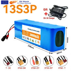 Paquete de batería de iones de litio 13S3P 48V 100000mAh 100Ah 1000W con BMS + cargador de 54,6V