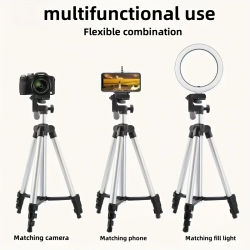 Trípode de Viaje con Control Remoto Bluetooth y Clip para Teléfono, Compatible con Cámaras Digitales DSLR y SLR de Canon y Nikon, Soporte Universal