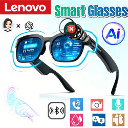Gafas Inteligentes Lenovo con IA, Traducción IA, Bluetooth, Grabación de Conversaciones, Escucha de Música, Gafas de Sol Inteligentes para Hombre y Mujer, Regalo