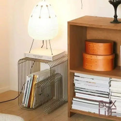 Mesa de centro moderna de metal estilo escandinavo, mesa auxiliar minimalista y elegante con almacenamiento para la sala de estar, mueble para revistas y libros